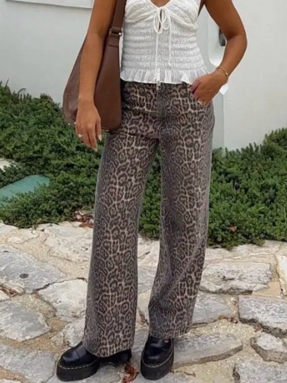 Beginning Boutique Brunet Leopard Print Straight Leg Jeans US 4 NWT